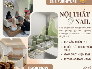 Nội thất tiệm nail: bố trí ghế, bàn và lối đi