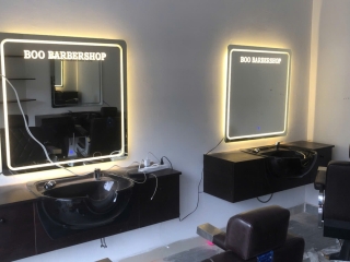 Thiết kế tủ gương kèm bồn gội cho barbershop