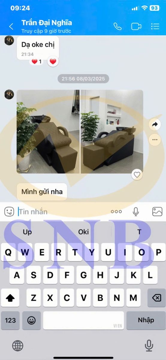 Giường gội đầu SB-11 trong không gian salon thực tế - hình 1