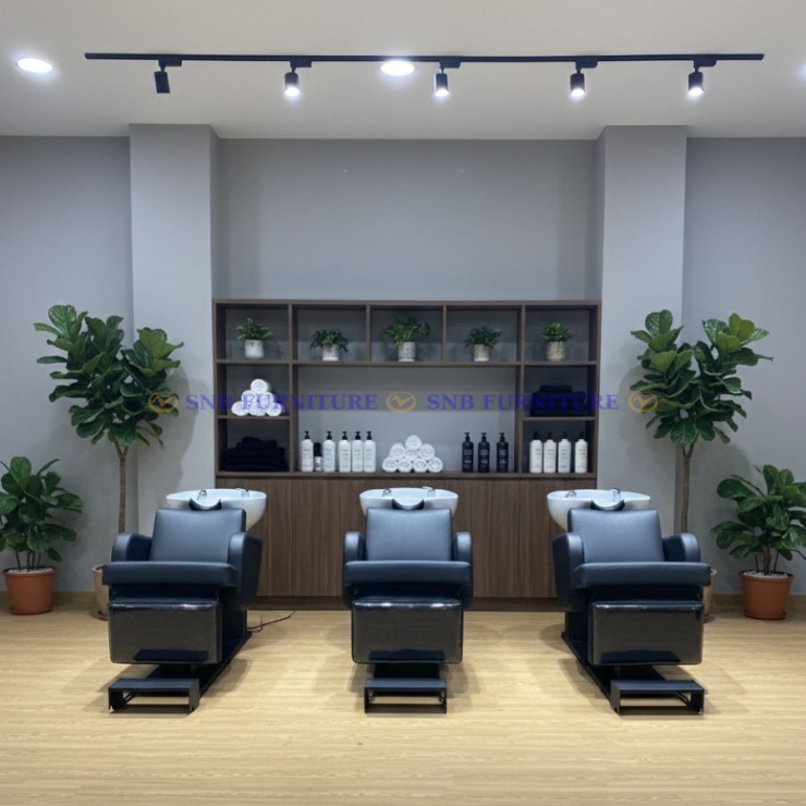 GIƯỜNG GỘI ĐẦU BB-13 – KHUNG GỖ DẦU, BỒN SỨ