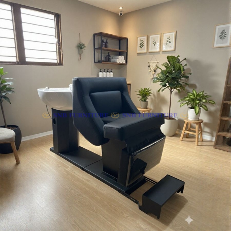 GIƯỜNG GỘI ĐẦU BB-13 – KHUNG GỖ DẦU, BỒN SỨ