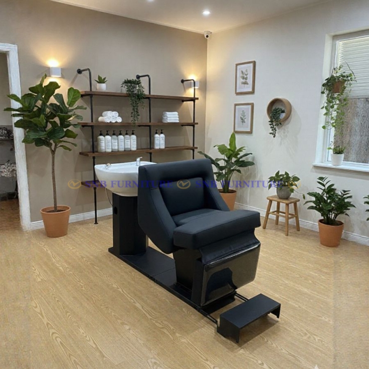 GIƯỜNG GỘI ĐẦU BB-13 – KHUNG GỖ DẦU, BỒN SỨ
